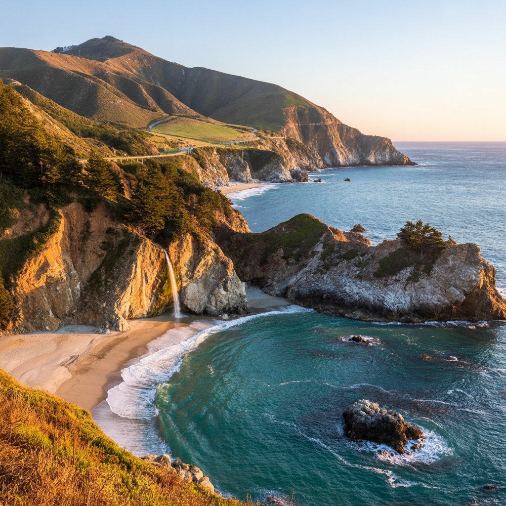 Big Sur coastline along Pacific Coast Highway 2026 with McWay Falls visible